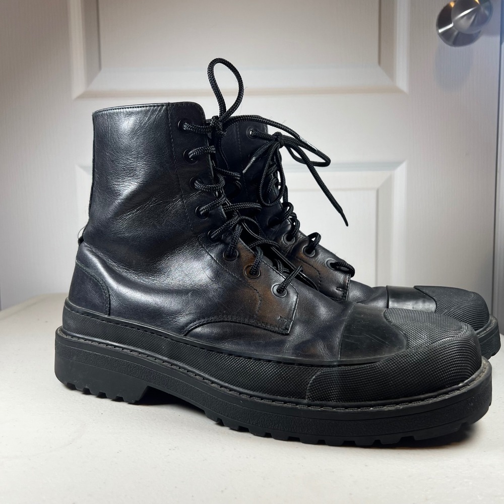 Neil Barrett Combat Boots Mens 44 Black Leather Side Zip Military Grunge Punk
